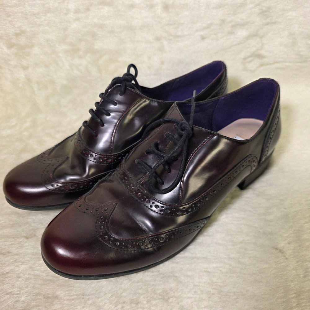 Clarks Narrative Hamble Oak Wingtip Oxfords Burgundy Oxblood Women 9.5 Excellent